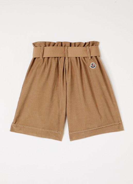 Moncler Culotte van corduroy met ceintuur - voorkant 3 cognac