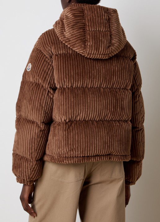 Moncler Daos puffer jack van corduroy met donsvulling en capuchon - achterkant goud
