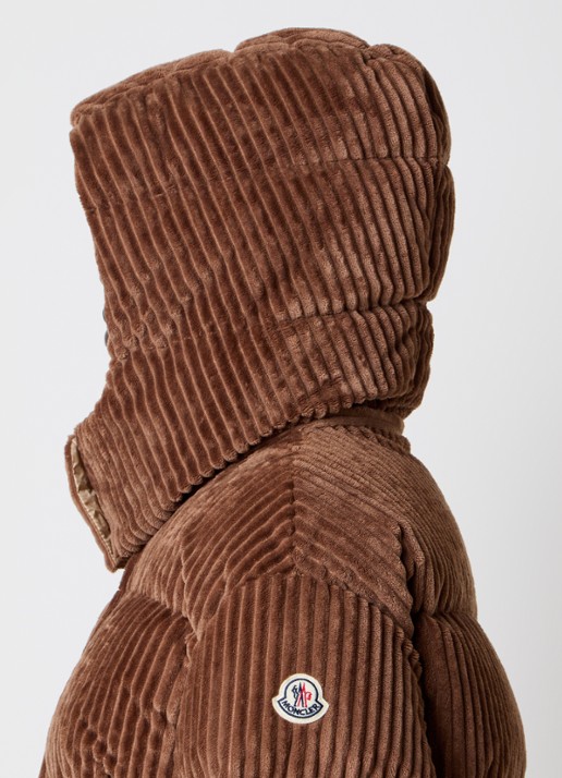 Moncler Daos puffer jack van corduroy met donsvulling en capuchon - detail 3 goud