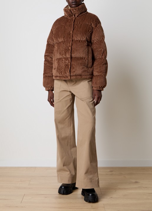 Moncler Daos puffer jack van corduroy met donsvulling en capuchon - voorkant 6 goud