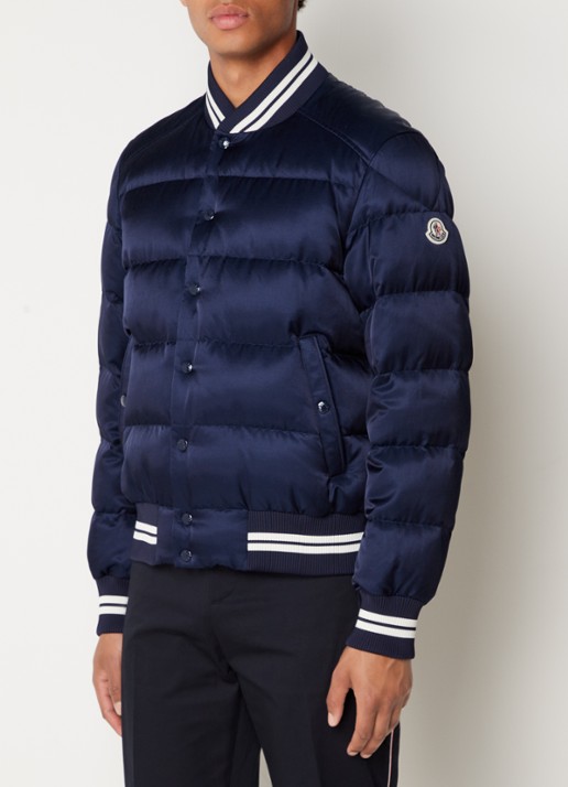 Moncler Dives gewatteerd bomberjack met logoprint - achterkant blauw