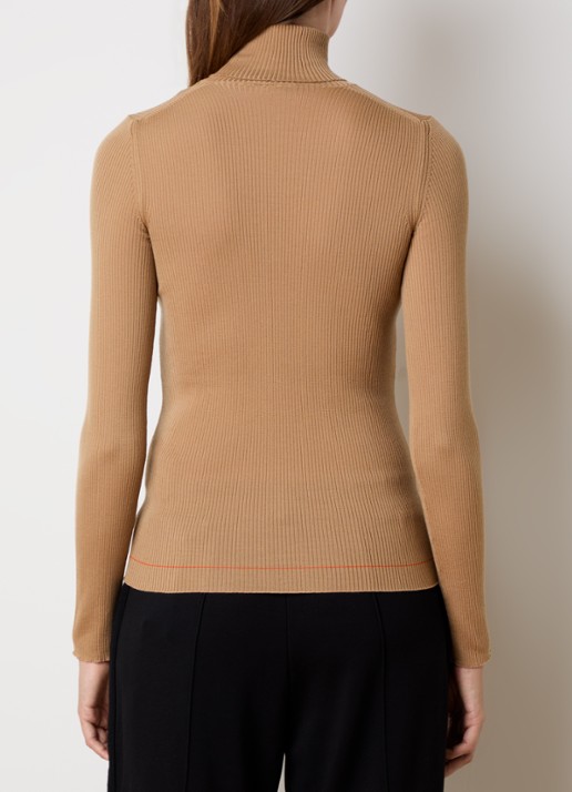 Moncler Dolcevita ribgebreide trui van wol - achterkant 5 camel