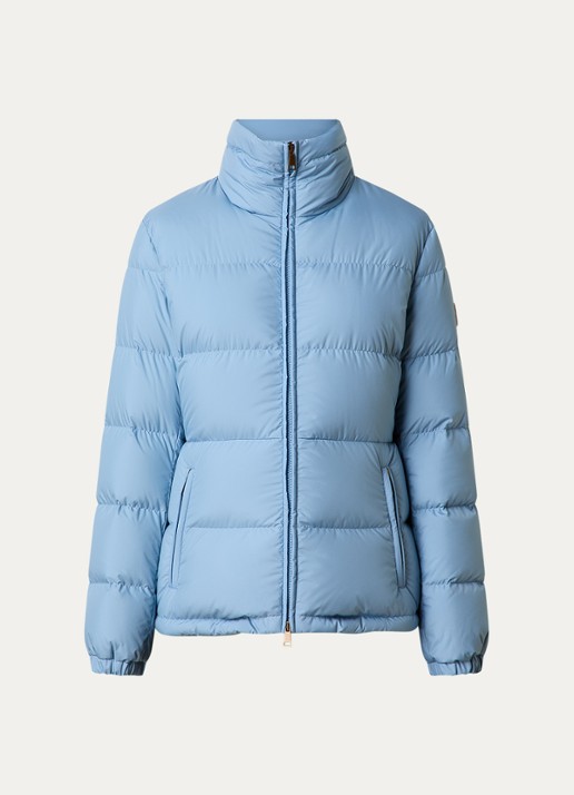 Moncler Dourbe puffer jack met donsvulling en logo - voorkant 5 lichtblauw