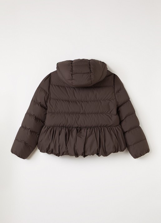 Moncler Elizaveta gewatteerde jas met peplum en donsvulling - achterkant 3 donkerbruin