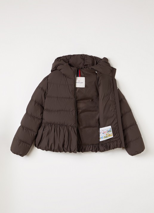Moncler Elizaveta gewatteerde jas met peplum en donsvulling - voorkant 2 donkerbruin