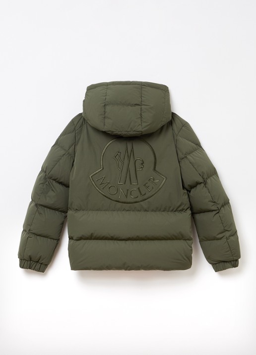 Moncler Eric gewatteerde jas met donsvulling en capuchon - achterkant legergroen