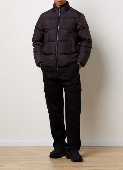 Moncler Erterle puffer jack met donsvulling en steekzakken - voorkant 3 donkerbruin