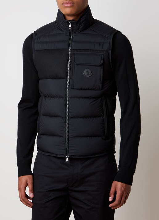 Moncler Estagnous gewatteerde bodywarmer met ritszakken - detail zwart