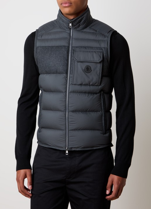Moncler Estagnous gewatteerde bodywarmer met ritszakken - detail donkergrijs