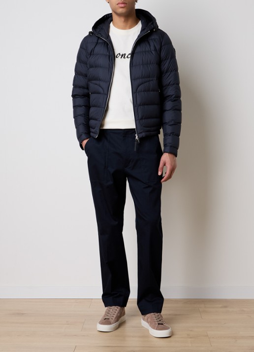 Moncler Estriere gewatteerde jas met donsvulling en capuchon  - voorkant 2 donkerblauw