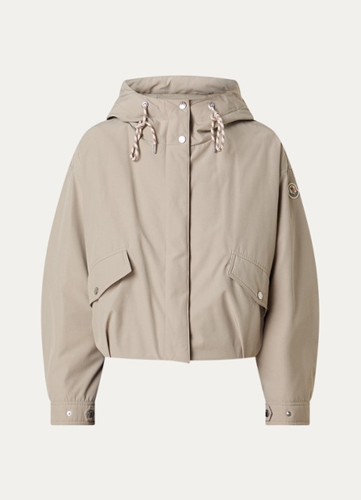 Moncler Eucalyptus cropped gewatteerd jack met donsvulling en capuchon - voorkant 5 beige