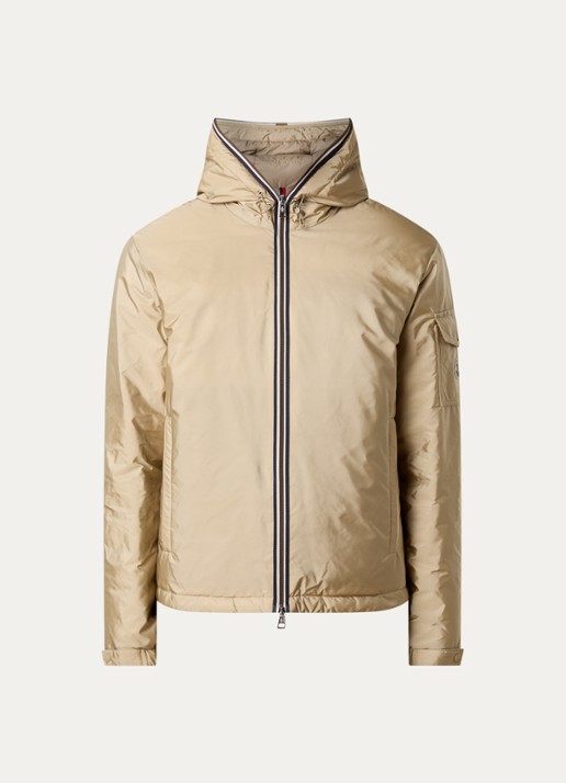 Moncler Evettes gewatteerd jack met donsvulling en logo - voorkant zand