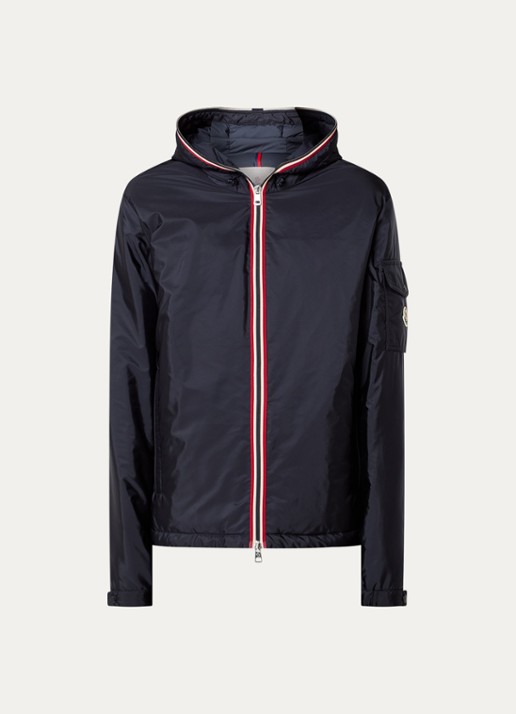 Moncler Evettes gewatteerd jack met donsvulling en logo - voorkant donkerblauw