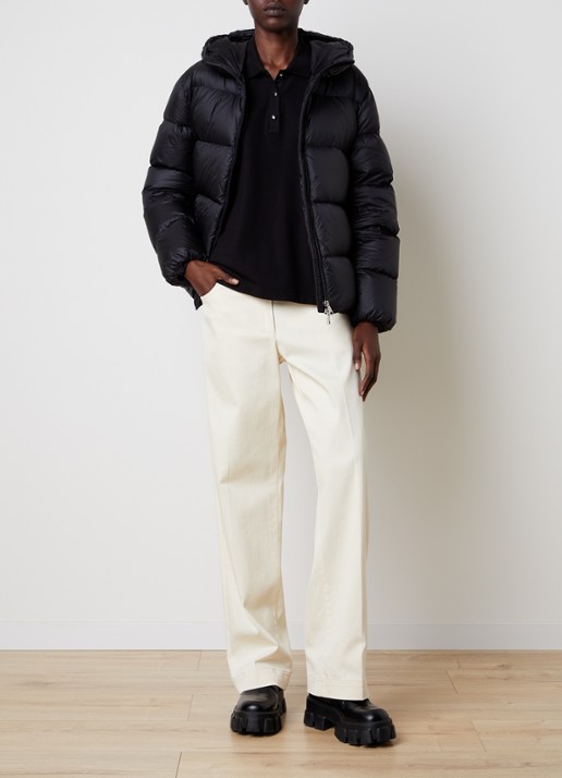 Moncler Feligule puffer jack met donsvulling en ritszakken - voorkant 5 zwart