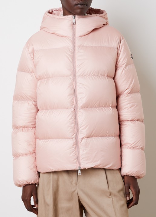 Moncler Feligule puffer jack met donsvulling en ritszakken - detail roze