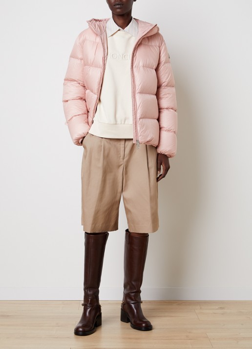 Moncler Feligule puffer jack met donsvulling en ritszakken - voorkant 5 roze