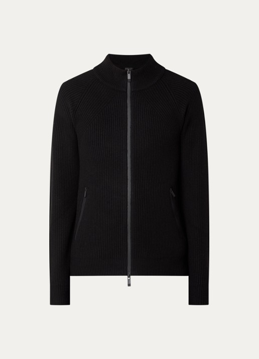 Moncler Fijngebreid vest in kasjmierblend met steekzakken - voorkant zwart