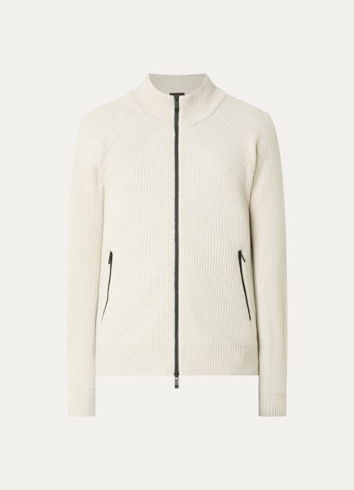 Moncler Fijngebreid vest in kasjmierblend met steekzakken - voorkant gebroken wit
