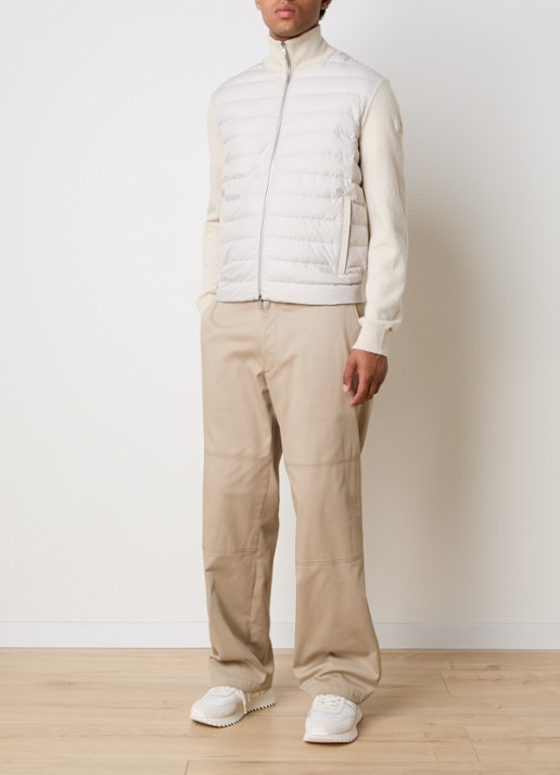 Moncler Fijngebreid vest met gewatteerd voorpand in kasjmierblend met donsvulling - voorkant 3 creme
