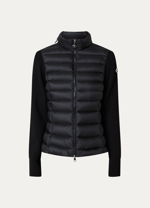 Moncler Fijngebreid vest met gewatteerd voorpand - voorkant 5 zwart