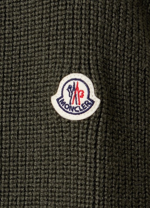 Moncler Fijngebreid vest met logo en opgestikte zakken - detail 2 olijfgroen