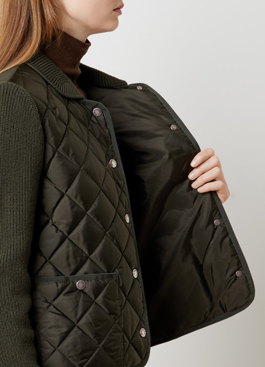 Moncler Fijngebreid vest met logo en opgestikte zakken - detail 3 olijfgroen