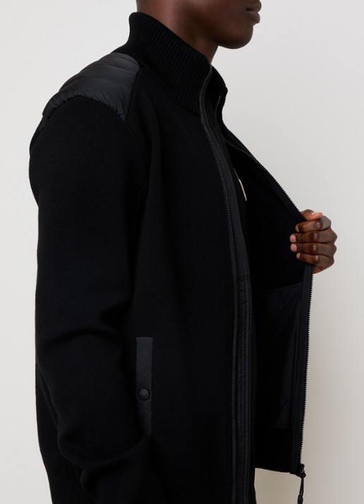 Moncler Fijngebreid vest van scheerwol met donsvulling - detail 5 zwart