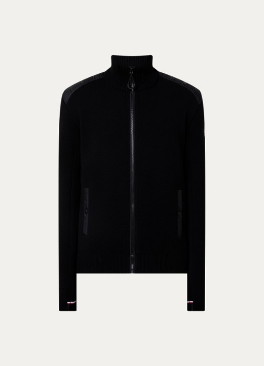 Moncler Fijngebreid vest van scheerwol met donsvulling - voorkant 2 zwart