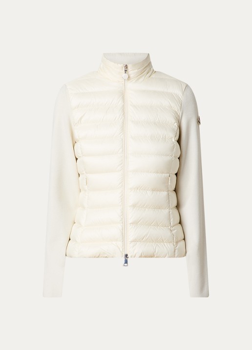Moncler Fijngebreid vest van scheerwol met gewatteerd voor- en achterpand - voorkant 2 naturel