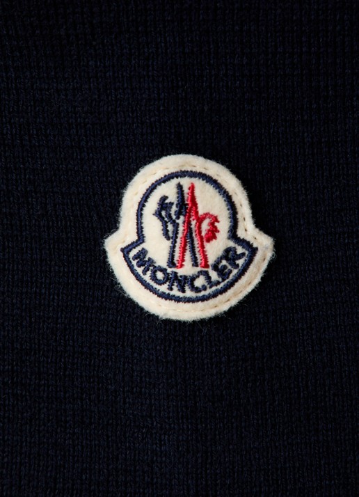 Moncler Fijngebreide polo met logo - detail 5 donkerblauw