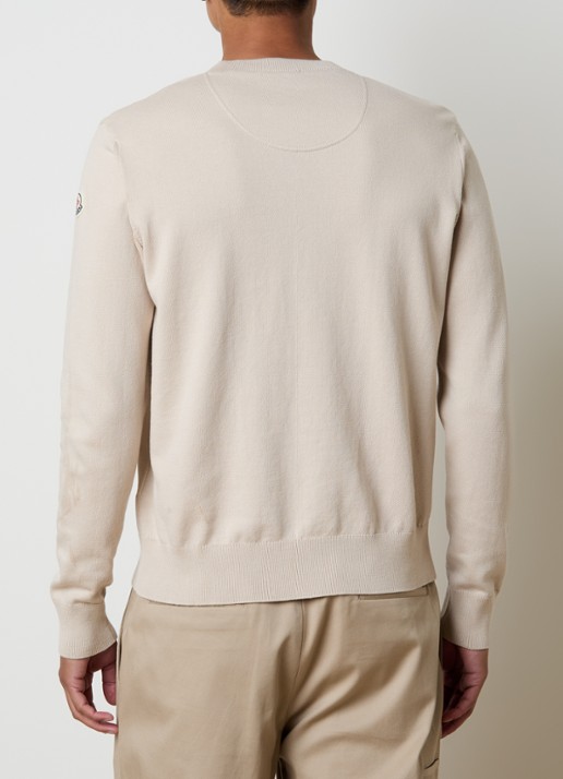 Moncler Fijngebreide pullover met logoborduring - achterkant 5 beige