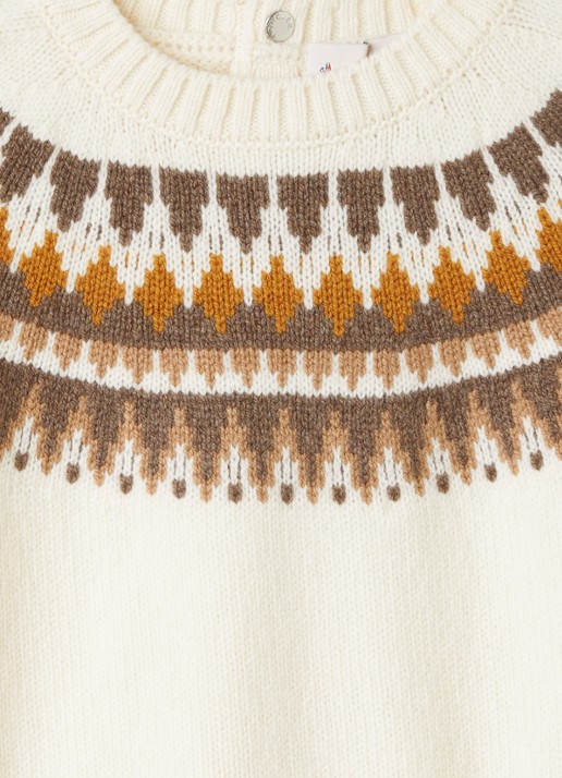 Moncler Fijngebreide sweater in kasjmierblend met print - detail creme