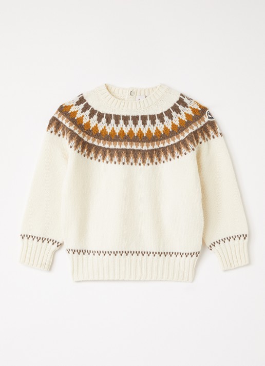 Moncler Fijngebreide sweater in kasjmierblend met print
