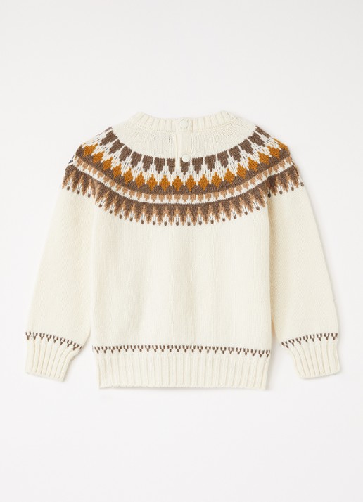 Moncler Fijngebreide sweater in kasjmierblend met print - voorkant 3 creme
