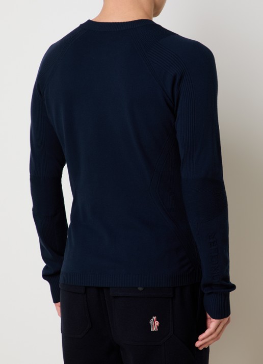 Moncler Fijngebreide trui met logo - achterkant 5 donkerblauw