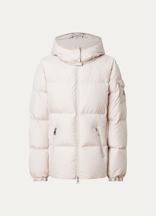 Moncler Fourmines puffer jack met donsvulling en ritszakken - voorkant creme