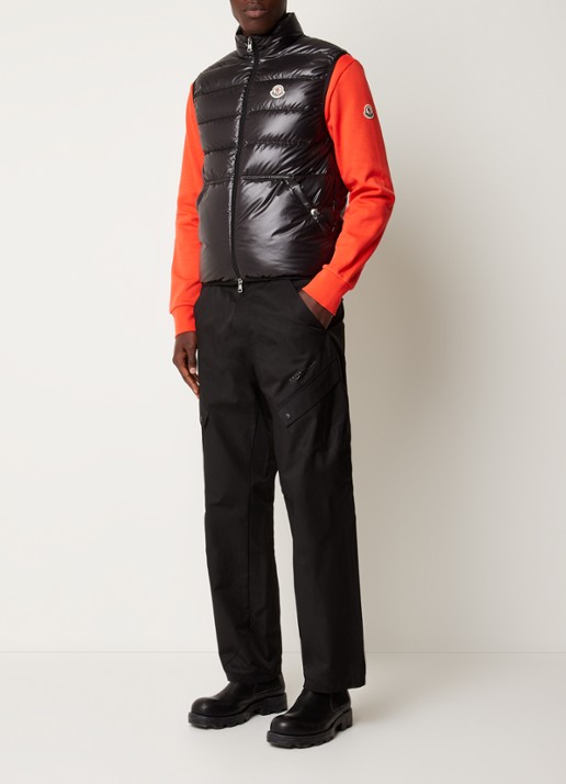 Moncler Gewatteerde bodywarmer met donsvulling - voorkant 6 zwart