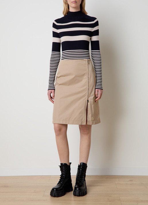 Moncler Grofgebreide coltrui van scheerwol met streepprint - voorkant 2 donkerblauw
