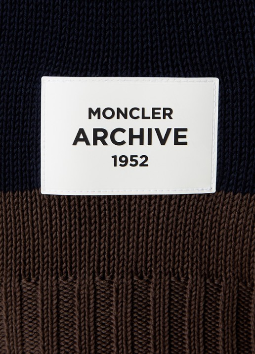 Moncler Grofgebreide hoodie met streepprint - detail 3 bruin
