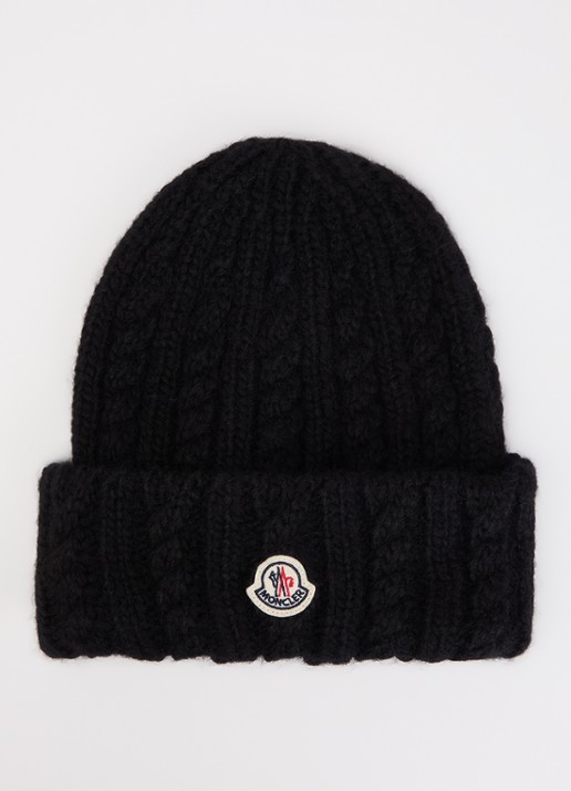 Moncler Grofgebreide muts in alpaca wolblend met logo