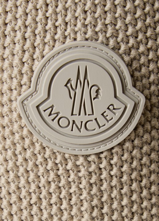 Moncler Grofgebreide trui met logo - detail 2 khaki