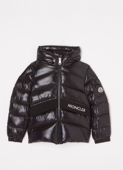 Moncler Groseiller puffer jack met donsvulling en capuchon - voorkant 2 zwart