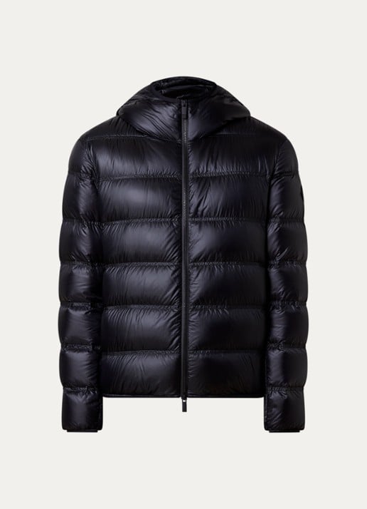 Moncler Guadiana puffer jack met donsvulling en capuchon - voorkant 5 zwart