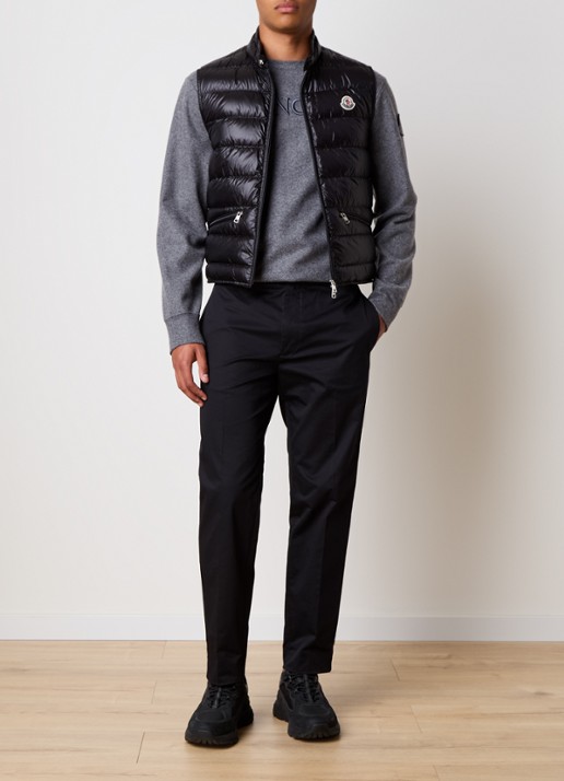 Moncler Gui gewatteerde bodywarmer met donsvulling en logo - voorkant 6 zwart