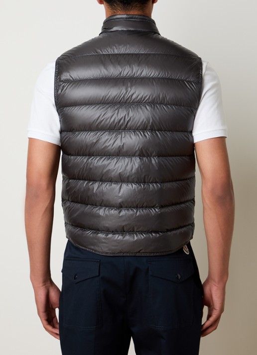 Moncler Gui gewatteerde bodywarmer met donsvulling en logo - achterkant 6 antraciet