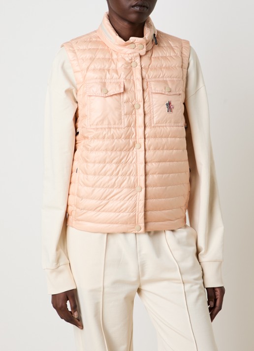 Moncler Gumiane gewatteerde bodywarmer met donsvulling en logo