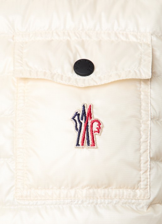 Moncler Gumiane gewatteerde bodywarmer met donsvulling en opbergbare capuchon - detail 4 creme