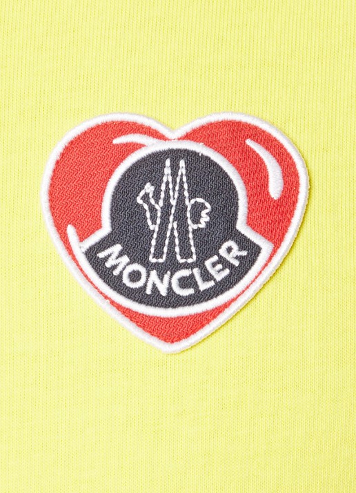 Moncler Heart T-shirt met logoborduring - detail 3 geel