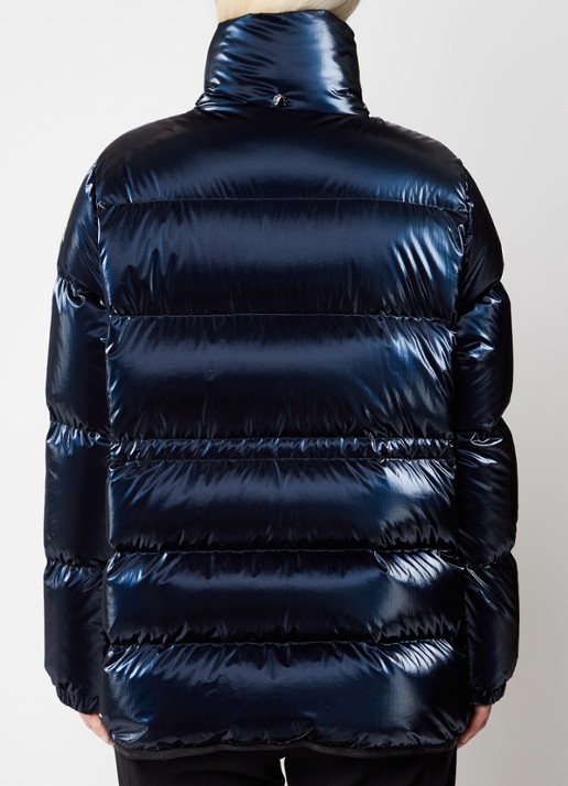 Moncler Herault puffer jack met donsvulling en glanzende finish - achterkant donkerblauw