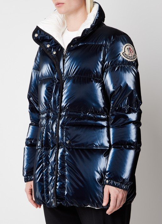 Moncler Herault puffer jack met donsvulling en glanzende finish - detail 2 donkerblauw